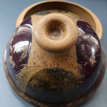Load image into Gallery viewer, 1970s STUDIO POTTERY.  Small Cheese Dome with Abstract Floral Motifs. Crich Pottery (Diana Worthy)
