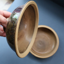 Load image into Gallery viewer, 1970s STUDIO POTTERY.  Small Cheese Dome with Abstract Floral Motifs. Crich Pottery (Diana Worthy)
