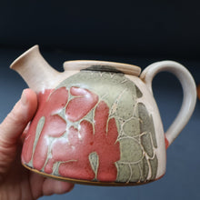 Load image into Gallery viewer, 1970s STUDIO POTTERY.  Small Teapot with Terracotta Abstract Floral Motifs. Crich Pottery (Diana Worthy)
