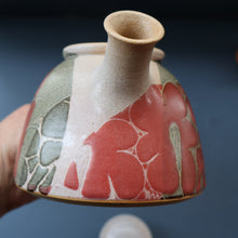 Load image into Gallery viewer, 1970s STUDIO POTTERY.  Small Teapot with Terracotta Abstract Floral Motifs. Crich Pottery (Diana Worthy)

