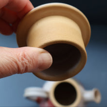 Load image into Gallery viewer, 1970s STUDIO POTTERY.  Small Teapot with Terracotta Abstract Floral Motifs. Crich Pottery (Diana Worthy)
