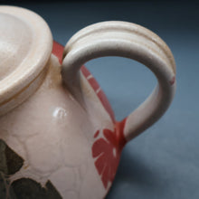 Load image into Gallery viewer, 1970s STUDIO POTTERY.  Small Teapot with Terracotta Abstract Floral Motifs. Crich Pottery (Diana Worthy)
