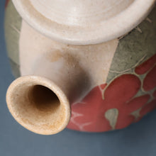 Load image into Gallery viewer, 1970s STUDIO POTTERY.  Small Teapot with Terracotta Abstract Floral Motifs. Crich Pottery (Diana Worthy)
