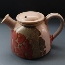 Load image into Gallery viewer, 1970s STUDIO POTTERY.  Small Teapot with Terracotta Abstract Floral Motifs. Crich Pottery (Diana Worthy)
