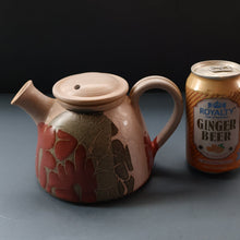 Load image into Gallery viewer, 1970s STUDIO POTTERY.  Small Teapot with Terracotta Abstract Floral Motifs. Crich Pottery (Diana Worthy)
