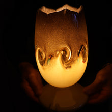 Load image into Gallery viewer, 1950s Scottish VASART Glass Tulip Lamp in Eye-Catching Yellow Shade with Tutti Frutti &amp; Black Flecks. WORKING
