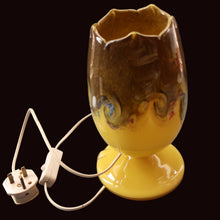 Load image into Gallery viewer, 1950s Scottish VASART Glass Tulip Lamp in Eye-Catching Yellow Shade with Tutti Frutti &amp; Black Flecks. WORKING
