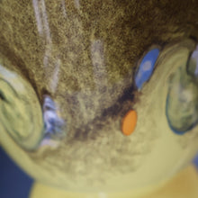 Load image into Gallery viewer, 1950s Scottish VASART Glass Tulip Lamp in Eye-Catching Yellow Shade with Tutti Frutti &amp; Black Flecks. WORKING
