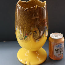 Load image into Gallery viewer, 1950s Scottish VASART Glass Tulip Lamp in Eye-Catching Yellow Shade with Tutti Frutti &amp; Black Flecks. WORKING
