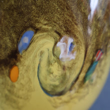 Load image into Gallery viewer, 1950s Scottish VASART Glass Tulip Lamp in Eye-Catching Yellow Shade with Tutti Frutti &amp; Black Flecks. WORKING
