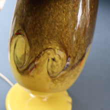Load image into Gallery viewer, 1950s Scottish VASART Glass Tulip Lamp in Eye-Catching Yellow Shade with Tutti Frutti &amp; Black Flecks. WORKING

