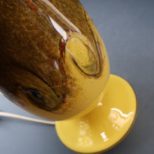 Load image into Gallery viewer, 1950s Scottish VASART Glass Tulip Lamp in Eye-Catching Yellow Shade with Tutti Frutti &amp; Black Flecks. WORKING

