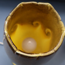 Load image into Gallery viewer, 1950s Scottish VASART Glass Tulip Lamp in Eye-Catching Yellow Shade with Tutti Frutti &amp; Black Flecks. WORKING
