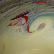 Load image into Gallery viewer, 1950s Scottish STRATHEARN Glass Shallow Bowl in Eye-Catching Yellow Shade with Tutti Frutti &amp; Black Flecks
