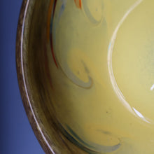 Load image into Gallery viewer, 1950s Scottish STRATHEARN Glass Shallow Bowl in Eye-Catching Yellow Shade with Tutti Frutti &amp; Black Flecks
