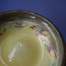 Load image into Gallery viewer, 1950s Scottish STRATHEARN Glass Shallow Bowl in Eye-Catching Yellow Shade with Tutti Frutti &amp; Black Flecks

