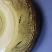 Load image into Gallery viewer, 1950s Scottish STRATHEARN Glass Shallow Bowl in Eye-Catching Yellow Shade with Tutti Frutti &amp; Black Flecks
