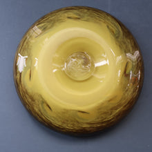 Load image into Gallery viewer, 1950s Scottish STRATHEARN Glass Shallow Bowl in Eye-Catching Yellow Shade with Tutti Frutti &amp; Black Flecks
