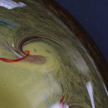 Load image into Gallery viewer, 1950s Scottish STRATHEARN Glass Shallow Bowl in Eye-Catching Yellow Shade with Tutti Frutti &amp; Black Flecks
