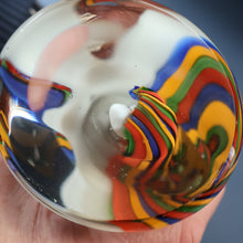 Load image into Gallery viewer, Large Vintage MURANO Glass Cockatoo with Multi-coloured Ribbon Stripes. 11 3/4 inches high
