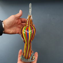 Load image into Gallery viewer, Large Vintage MURANO Glass Cockatoo with Multi-coloured Ribbon Stripes. 11 3/4 inches high
