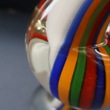 Load image into Gallery viewer, Large Vintage MURANO Glass Cockatoo with Multi-coloured Ribbon Stripes. 11 3/4 inches high
