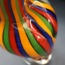 Load image into Gallery viewer, Large Vintage MURANO Glass Cockatoo with Multi-coloured Ribbon Stripes. 11 3/4 inches high
