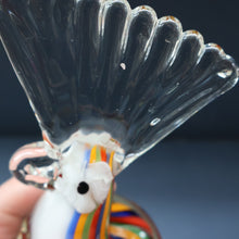 Load image into Gallery viewer, Large Vintage MURANO Glass Cockatoo with Multi-coloured Ribbon Stripes. 11 3/4 inches high
