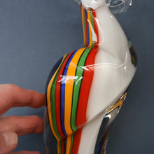 Load image into Gallery viewer, Large Vintage MURANO Glass Cockatoo with Multi-coloured Ribbon Stripes. 11 3/4 inches high
