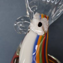 Load image into Gallery viewer, Large Vintage MURANO Glass Cockatoo with Multi-coloured Ribbon Stripes. 11 3/4 inches high
