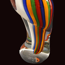 Load image into Gallery viewer, Large Vintage MURANO Glass Cockatoo with Multi-coloured Ribbon Stripes. 11 3/4 inches high
