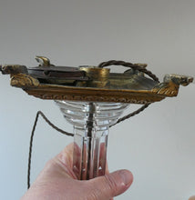 Load image into Gallery viewer, Antique 1890s Victorian SIGNED OSLER Corinthian Pillar Table Lamp with Brass Base and Capital and Fluted Crystal Pillar Section
