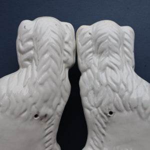 ANTIQUE 19th Century SMALLER SIZE White Staffordshire Dogs / Wally Dugs