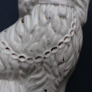 ANTIQUE 19th Century SMALLER SIZE White Staffordshire Dogs / Wally Dugs
