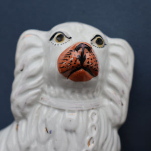 ANTIQUE 19th Century SMALLER SIZE White Staffordshire Dogs / Wally Dugs