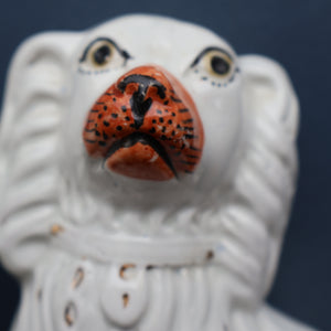 ANTIQUE 19th Century SMALLER SIZE White Staffordshire Dogs / Wally Dugs