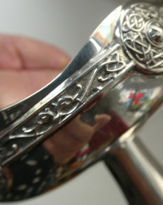 1930s Solid Silver Miniature Footed Dishes with Celtic Decoration by Henry Matthews