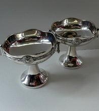 Load image into Gallery viewer, 1930s Solid Silver Miniature Footed Dishes with Celtic Decoration by Henry Matthews
