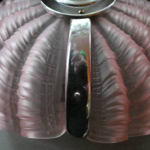 Vintage 1920s ART DECO Pressed Pink Glass Pendant Lamp Shade - in the form of a clam shell