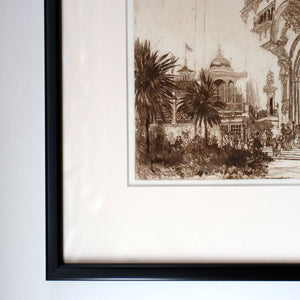 SCOTTISH ART. Sir Muirhead Bone (1876 - 1953). Glasgow International Exhibition 1901. Entrance from the Piazza (The Industrial Hall). Signed in the plate