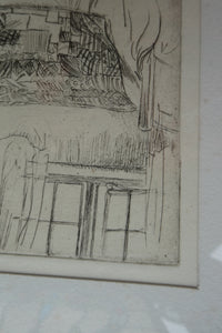 Cute Original Etching by EILEEN ALICE SOPER (1905 - 1990). Bedtime. Published 1922. Signed in Pencil