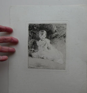 SCOTTISH ART. Rare 19th Century Etching by Andrew GEDDES (1800 - 1842). Girl with Apple