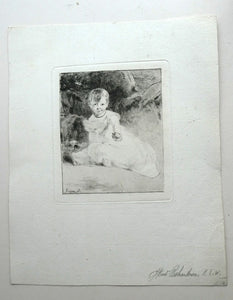 SCOTTISH ART. Rare 19th Century Etching by Andrew GEDDES (1800 - 1842). Girl with Apple