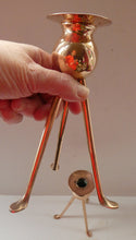 Load image into Gallery viewer, Late 19th Century Arts and Crafts Copper Candlesticks with Tripod Feet
