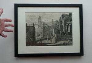 Antique Etching Looking Across to St Patrick's Church from High School Yard, Edinburgh