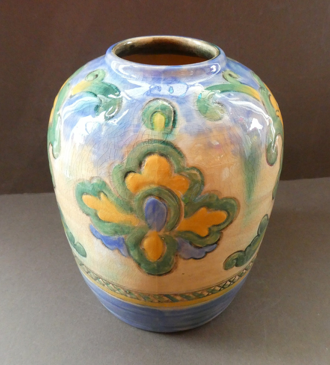 ANTIQUE 1920s Stoneware Vase. Designed by Frank Brangwyn for Royal Doulton