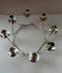 1950s Vintage Danish Modernist Silver Plate Candelabra. Designed by Einar Dragsted