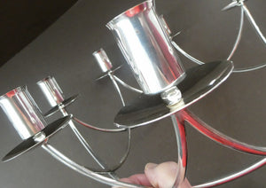 1950s Vintage Danish Modernist Silver Plate Candelabra. Designed by Einar Dragsted