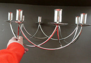 Design Classic. Large 1950s Vintage Danish Modernist Silver Plate Candelabra. Designed by Einar Dragsted