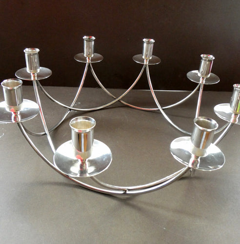 1950s Vintage Danish Modernist Silver Plate Candelabra. Designed by Einar Dragsted